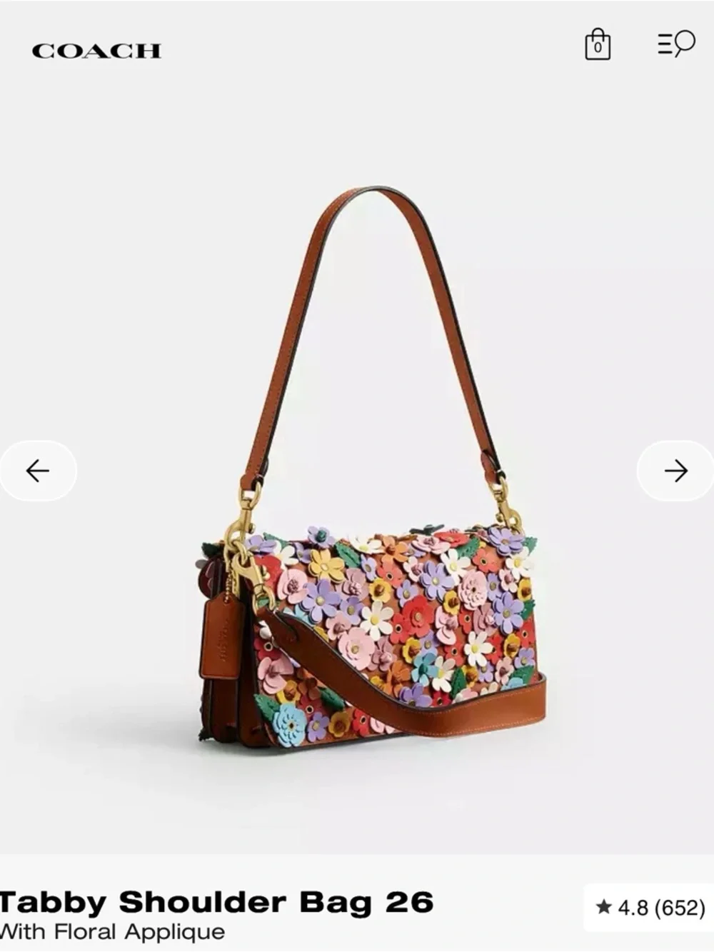 Coach Tabby Shoulder Bag 26 With Floral Applique NWT Factory Packaging - Picture 9 of 13